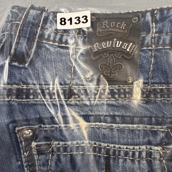 ROCK REVIVAL LUCIO 33 BOOT EMBROIDERED WHISKERING THICK STITCH JEANS - Picture 10 of 10